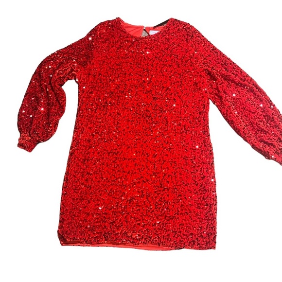 Jess Lea Plus Red Sequin Shift Mini, Long Sleeve 2X - NWT - Picture 1 of 7